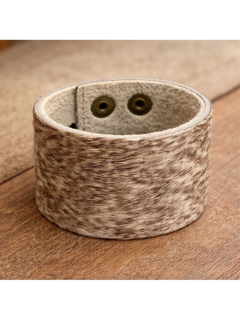 Western Boho Hide Cuff Bracelet with small money pocket